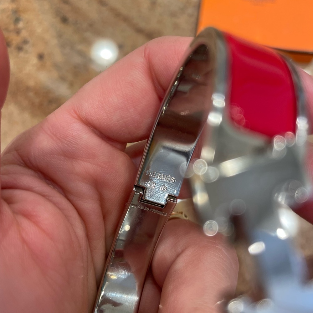 Hermes H bracelet red and silver - Picture 4 of 4